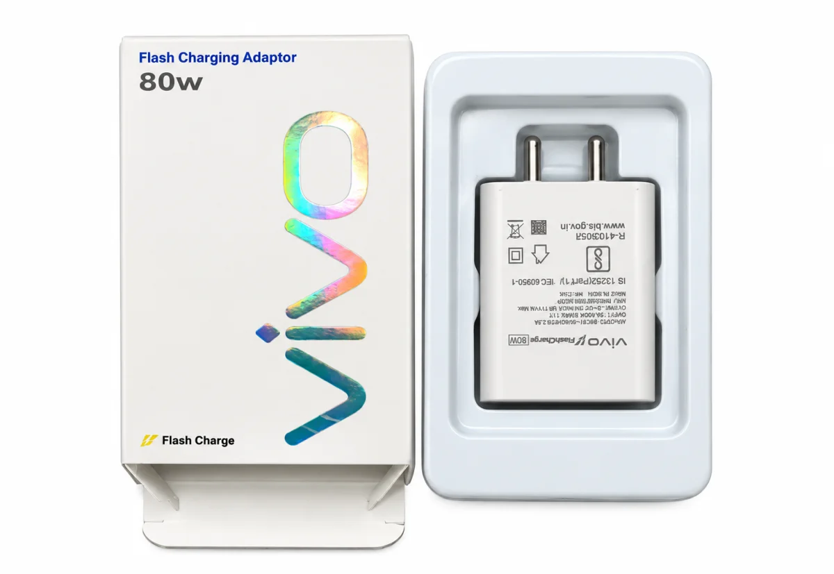 Vivo 80W Fast Charging Wall Charger for Mobile with Cable – White